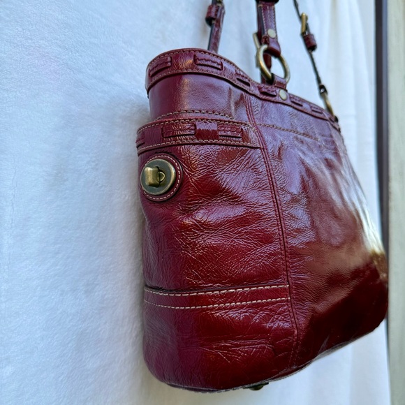 Coach Vintage 2007 Gallery East West Laced Tote Red Patent Leather 11500 - Picture 5 of 16